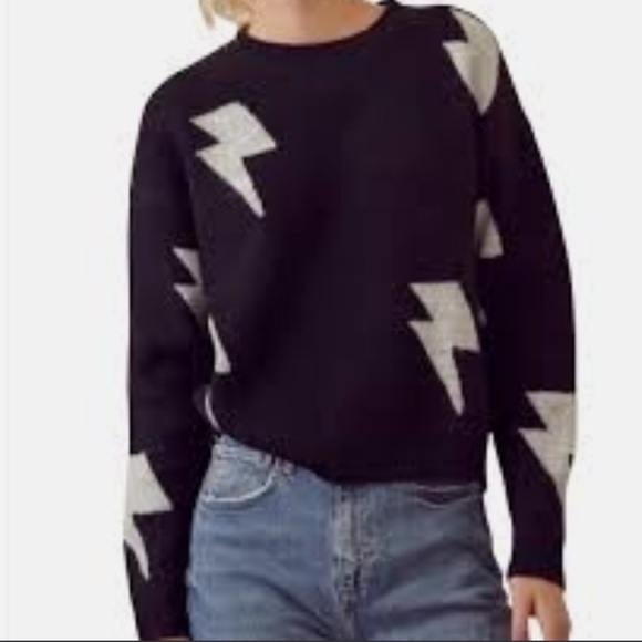 Storia Sweaters Storia Black Lightning Bolt Sweater Poshmark